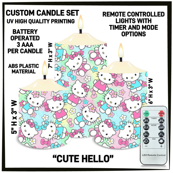 CS2B - Cute Hello 3-Piece Battery Operated Candle Set - Preorder ETA: Mid-Dec