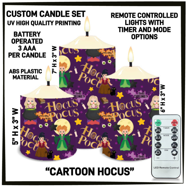 CS2B - Cartoon Hocus 3-Piece Battery Operated Candle Set - Preorder ETA: Mid-Dec