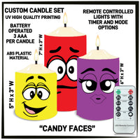 CS2B - Candy Faces 3-Piece Battery Operated Candle Set - Preorder ETA: Mid-Dec