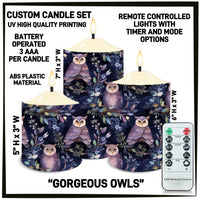 CS2B - Gorgeous Owls 3-Piece Battery Operated Candle Set - Preorder ETA: Mid-Dec