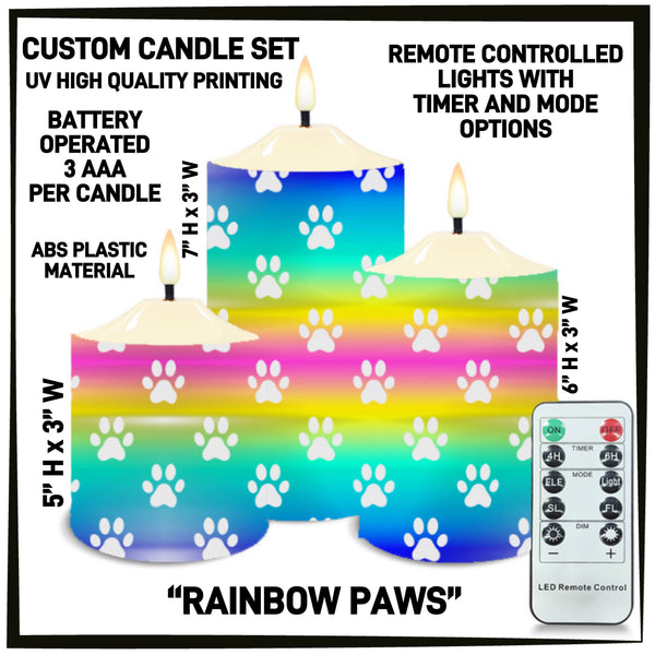 CS2B - Rainbow Paws 3-Piece Battery Operated Candle Set - Preorder ETA: Mid-Dec