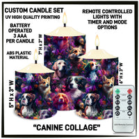 CS2B - Canine Collage 3-Piece Battery Operated Candle Set - Preorder ETA: Mid-Dec