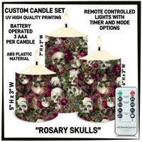 CS2B - Rosary Skulls 3-Piece Battery Operated Candle Set - Preorder ETA: Mid-Dec