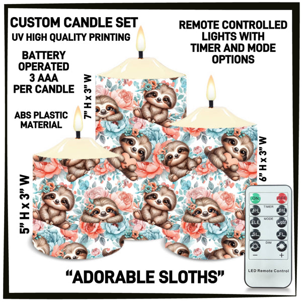 CS2B - Adorable Sloths 3-Piece Battery Operated Candle Set - Preorder ETA: Mid-Dec