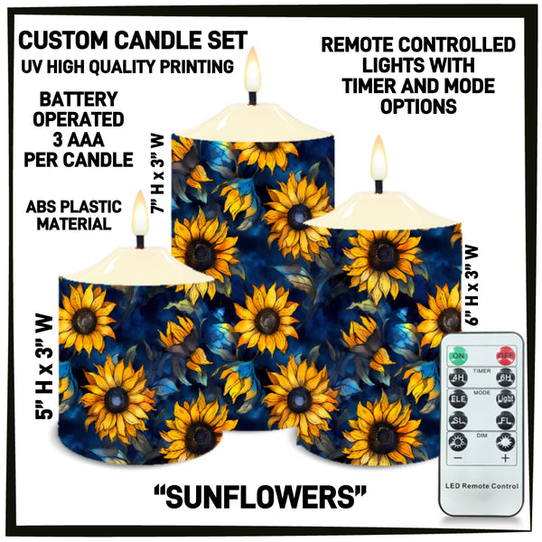 CS2B - Sunflowers 3-Piece Battery Operated Candle Set - Preorder ETA: Mid-Dec