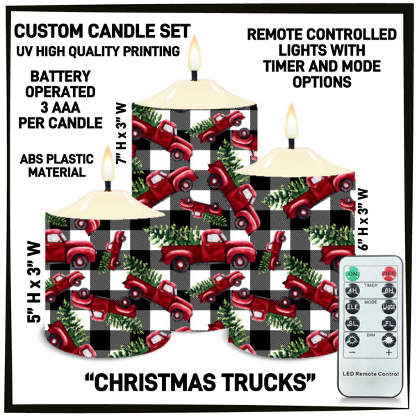 CS2B - Christmas Trucks 3-Piece Battery Operated Candle Set - Preorder ETA: Mid-Dec