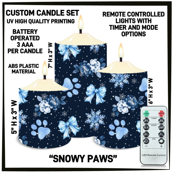 CS2B - Snowy Paws 3-Piece Battery Operated Candle Set - Preorder ETA: Mid-Dec