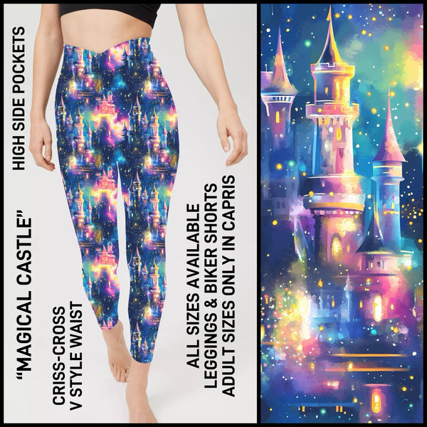 CR1V - Magical Castle Criss Cross V-Waist Biker/Capris/Leggings with High Side Pockets - Preorder ETA: Late Dec