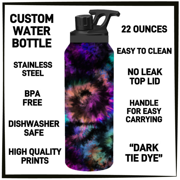 1WTB - Dark Tie Dye Custom Water Bottle - Preorder ETA: Late Sept