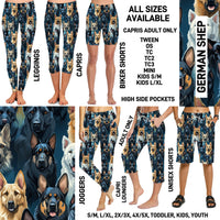 P1BR - German Shep Full Joggers/Capri Loungers/Unisex Shorts - Preorder ETA: Mid May