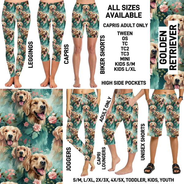 P1BR - Golden Retriever Biker/Capris/Leggings with High Side Pockets - Preorder ETA: Mid May