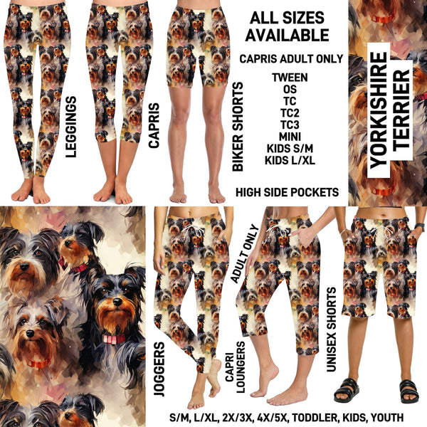 P1BR - Yorkshire Terrier Biker/Capris/Leggings with High Side Pockets - Preorder ETA: Mid May