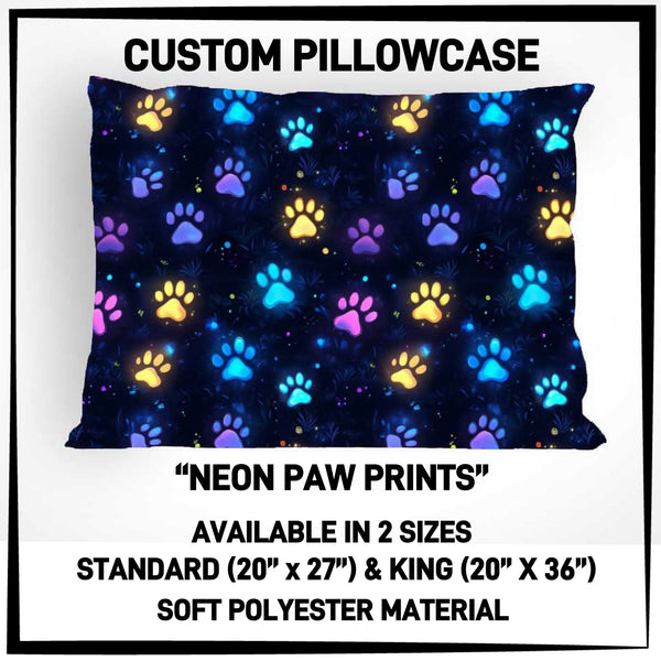 PW15 - Neon Paw Prints Pillowcase - Preorder ETA: Late May