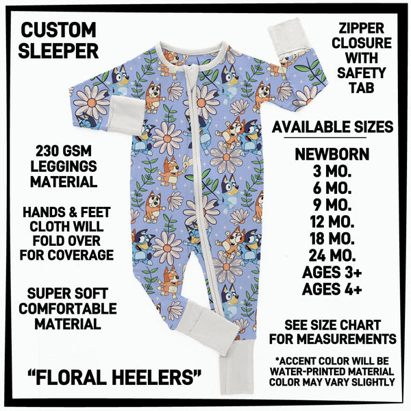 B3SP - Floral Heelers Baby Sleeper - Preorder ETA: Late May