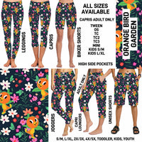 246BT - Orange Bird Garden Full Joggers/Capri Loungers/Unisex Shorts - Preorder ETA: Late May