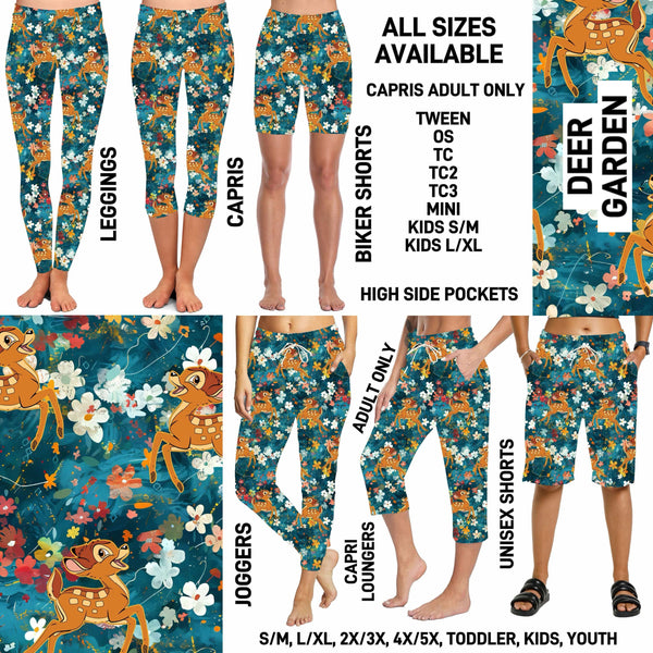 246BT - Deer Garden Biker/Capris/Leggings with High Side Pockets - Preorder ETA: Late May