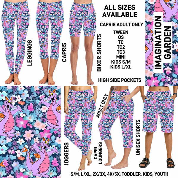 246BT - Imagination Garden Biker/Capris/Leggings with High Side Pockets - Preorder ETA: Late May