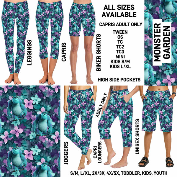 246BT - Monster Garden Biker/Capris/Leggings with High Side Pockets - Preorder ETA: Late May