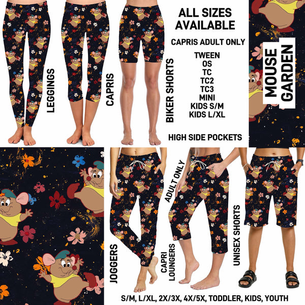 246BT - Mouse Garden Full Joggers/Capri Loungers/Unisex Shorts - Preorder ETA: Late May