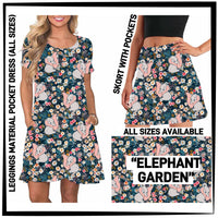 246BT - Elephant Garden Pocket Dress/Skort with Pockets - Preorder ETA: Late May