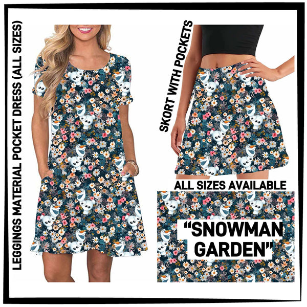 246BT - Snowman Garden Pocket Dress/Skort with Pockets - Preorder ETA: Late May