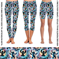 RTS - Alien Watercolor Capris with High Side Pockets