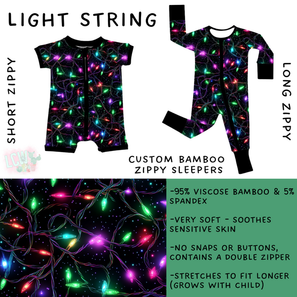 Ready to Ship - Light String Long Zippy Sleeper - 2T & 3T