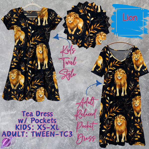 LION - ADULT & KIDS - TEA DRESS RUN 3 - PREORDER CLOSING 3/11