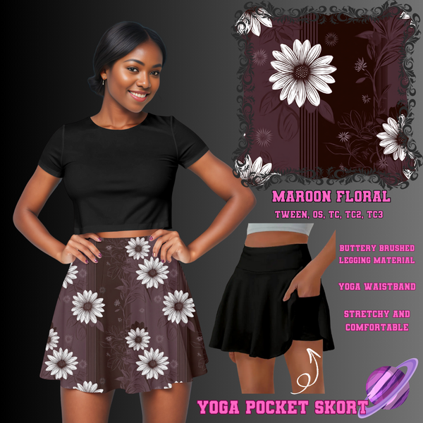 MAROON FLORAL - POCKET SKORT RUN 2 - PREORDER CLOSING 5/21