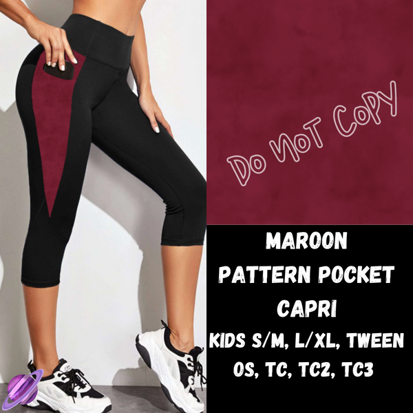 MAROON - LEGGING/CAPRI/SHORTS -COLORBLAST PPO-PREORDER CLOSING 5/9