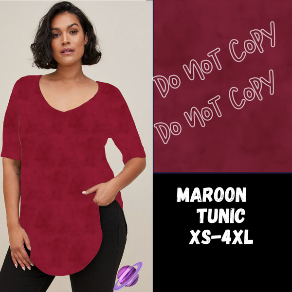 MAROON - V-NECK TUNIC - COLORBLAST PPO-PREORDER CLOSING 5/9