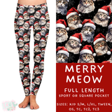 Ready To Ship - Merry Meow Full Length Leggings - TC2 Square Pocket