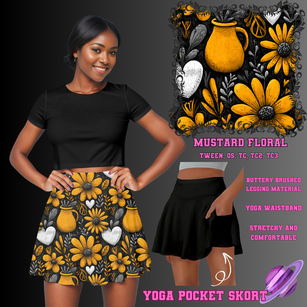 MUSTARD FLORAL - POCKET SKORT RUN 2 - PREORDER CLOSING 5/21