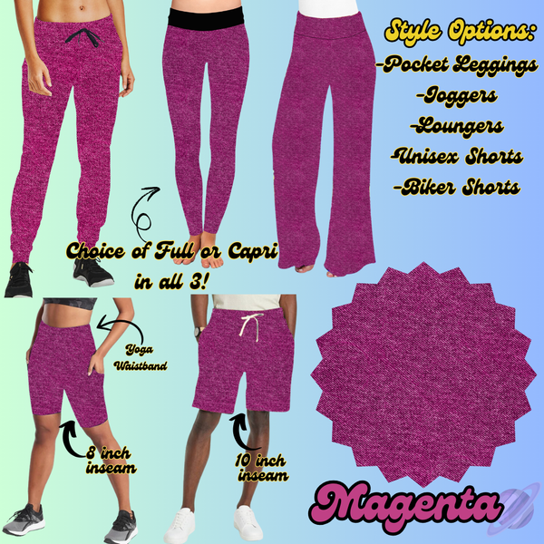 MAGENTA - LEGGING/JOGGER/LOUNGER/SHORTS - COLOR DENIM RUN PREORDER CLOSING 5/6
