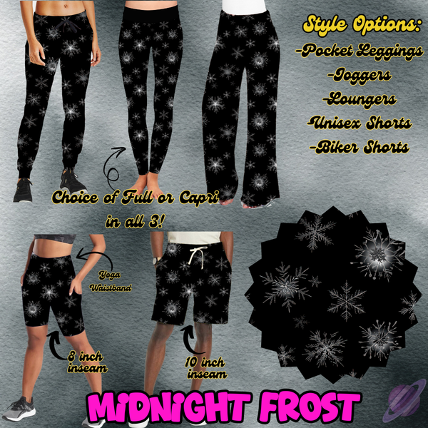 MIDNIGHT FROST - LEGGING/JOGGER/LOUNGER/SHORTS - MOSTLY BLACK RUN PREORDER CLOSING 1/24