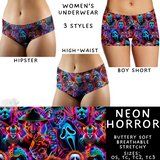 Ready To Ship - Neon Horror Women's Underwear - Boy Short TC2 - Hipster TC2