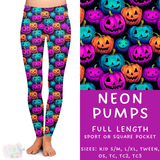 Ready To Ship - Neon Pumps Full Length Leggings - Square Pocket TC2