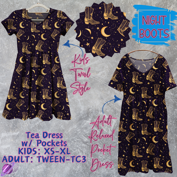 NIGHT BOOTS - Adult & Kids - Tea Dress Run- Preorder Closing 5/13