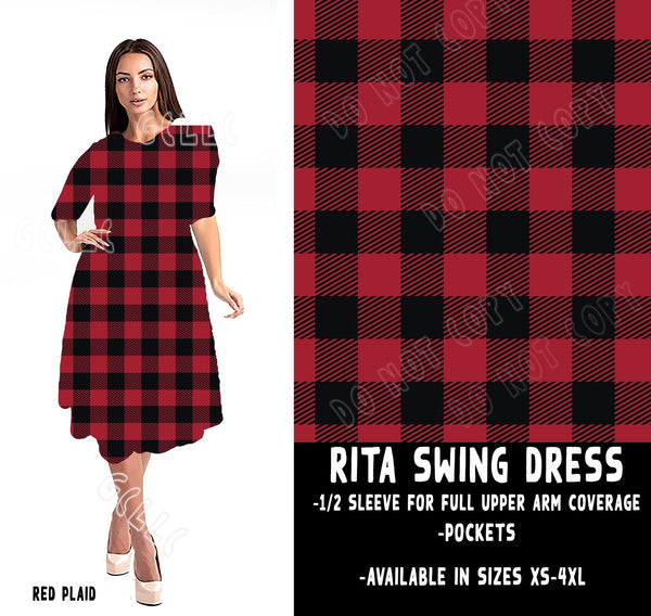 RITA SWING DRESS RUN-RED PLAID