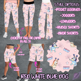 RED WHITE AND BLUE DOG - LEGGING/JOGGER/LOUNGER/SHORTS - B106 PREORDER CLOSING 5/19