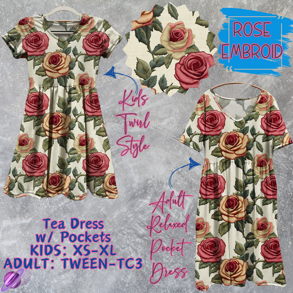 ROSE EMBROID - Adult & Kids - Tea Dress Run- Preorder Closing 5/13