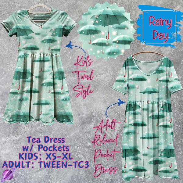 RAINY DAY - ADULT & KIDS - TEA DRESS RUN 3 - PREORDER CLOSING 3/11