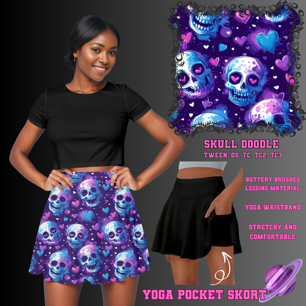 SKULL DOODLE - POCKET SKORT RUN 2 - PREORDER CLOSING 5/21