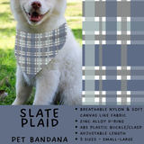 Batch #486 - Pet Gear Collection - Closes 2/6 - ETA early April - Slate Plaid Pet Collar Bandana