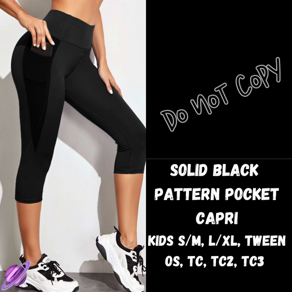 SOLID BLACK - LEGGING/CAPRI/SHORTS -COLORBLAST PPO-PREORDER CLOSING 5/9