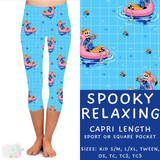 Ready to Ship - Spooky Relaxing Capri Length Leggings - TC2 Square Pocket