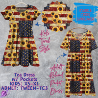 STARS & STRIPE SUNFLOWER - Adult & Kids - Tea Dress Run- Preorder Closing 5/13