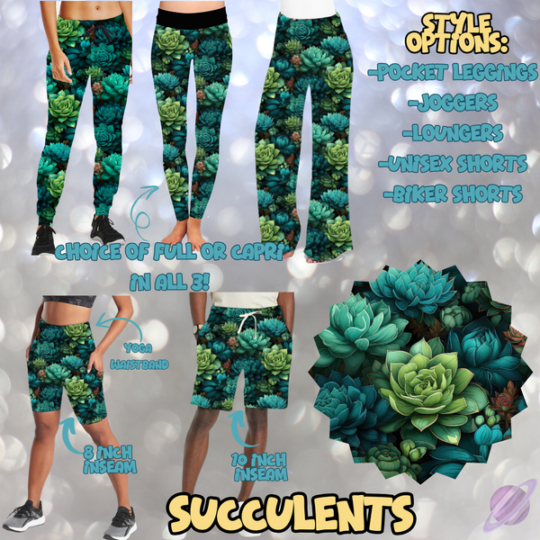 SUCCULENTS - LEGGING/JOGGER/LOUNGER/SHORTS - MOSTLY TEAL RUN PREORDER CLOSING 2/8