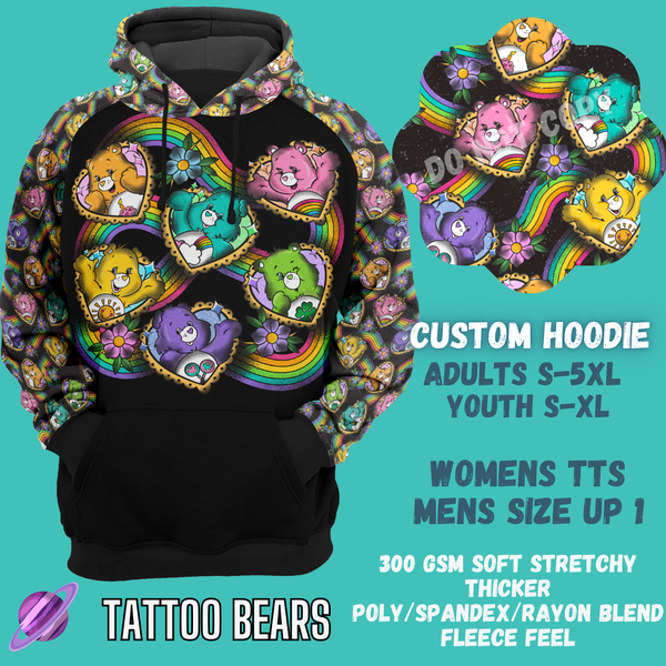 TATTOO BEARS HOODIE-OUTFIT RUN PREORDER CLOSING 1/10 -CUSTOM HOODIES RE-RUN PREORDER CLOSING 5/11