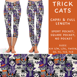 Ready To Ship - Trick Cats Capri Length Leggings - Sport Pocket TC2